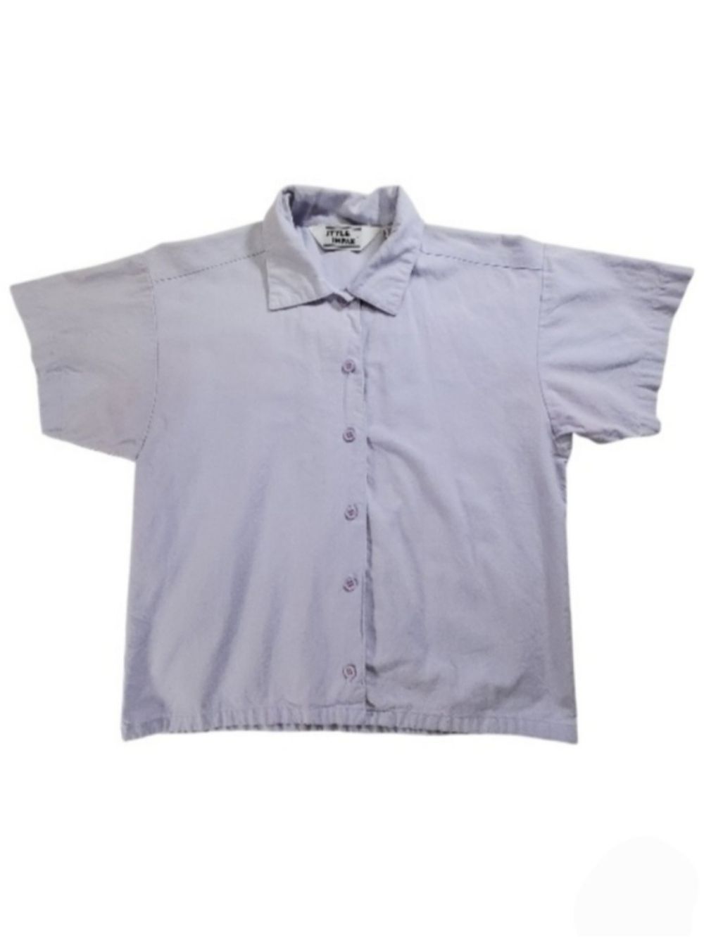2055 * Style Impax Button Down Short Sleeve Pale Purple Size M Vintage 80s